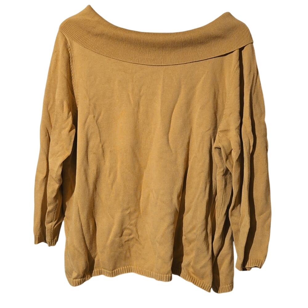 NWT Rafaella 2X Camel/Tan/Brown 100% Cotton Off-Shoulder Top/Sweater [0138]